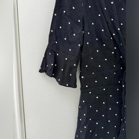 Free People All Yours Retro Black & White Polka Dot Ruffle Tie Mini Dress Size 0 - Picture 5 of 7